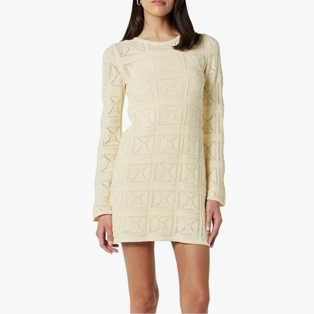 NWOT The Drop Women's Laney Crochet Micro Mini Dress Size Large 100% Cotton